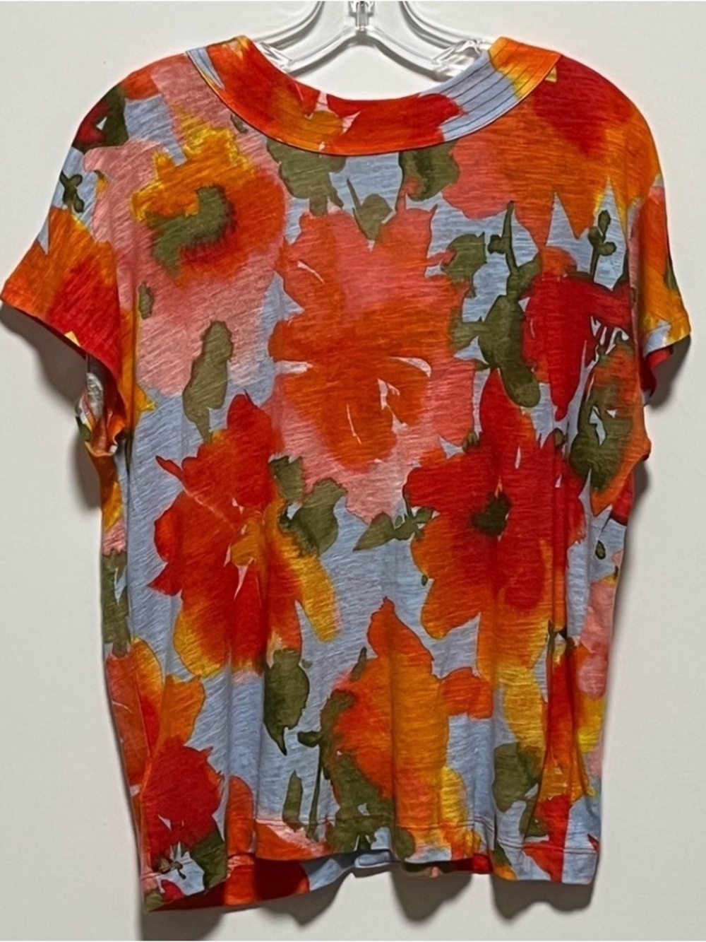 Joie Vibrant Colorful floral Linen blend cap sleeves Button-Up trendy Blouse top - Picture 4 of 7